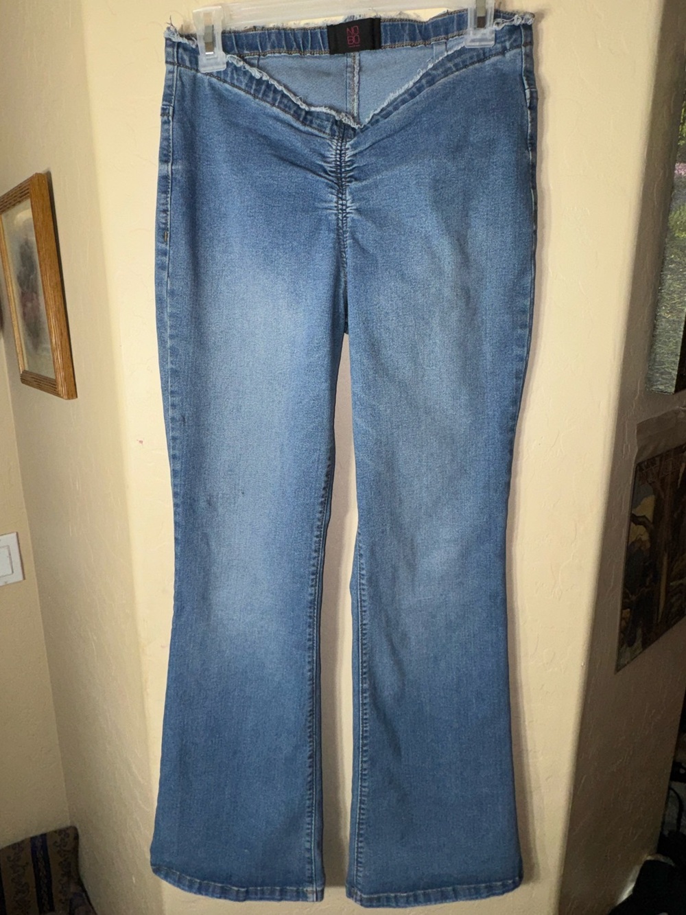 NoBo Y2K Bareback Pull On Flare Jeans Medium Wash Stretch Denim Women’s 11